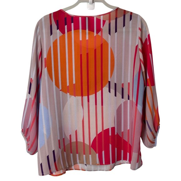 Marc Cain graphic pattern quarter sleeve blouse multicolor women's size N3 - Picture 5 of 7